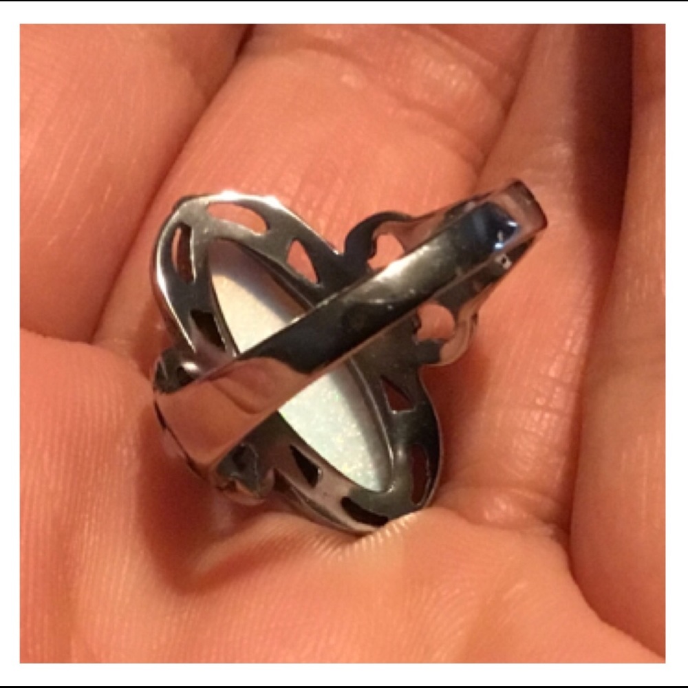 White Opal Stainless Steel Ring - Picture 9 of 10